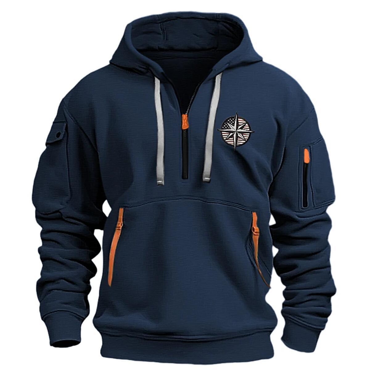 Men's Casual Sports Multi-zipper Arm Embroidery Badge Sweater Global Grab Store