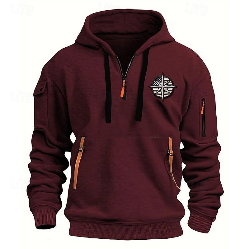 Men's Casual Sports Multi-zipper Arm Embroidery Badge Sweater Global Grab Store