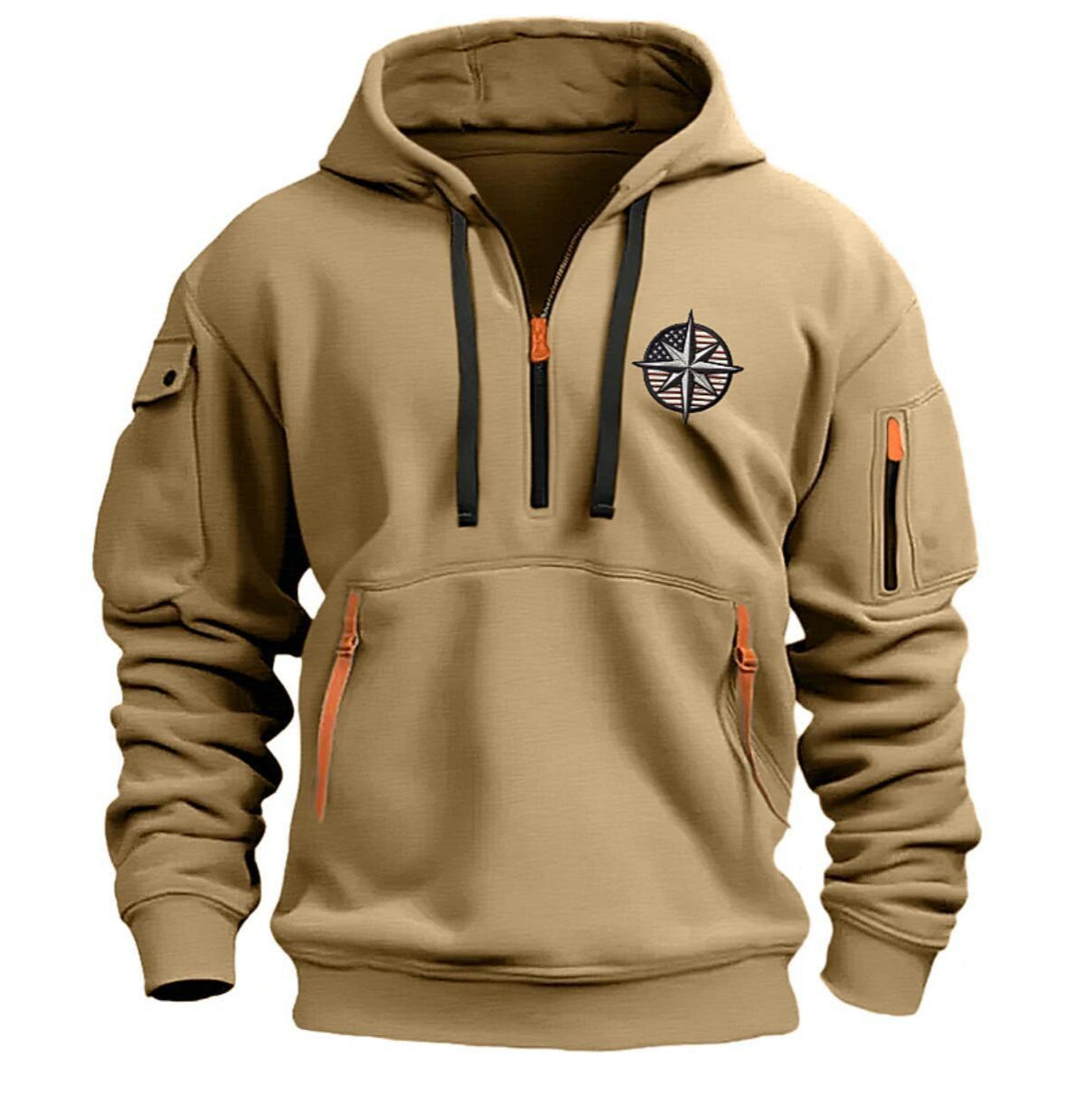 Men's Casual Sports Multi-zipper Arm Embroidery Badge Sweater Global Grab Store