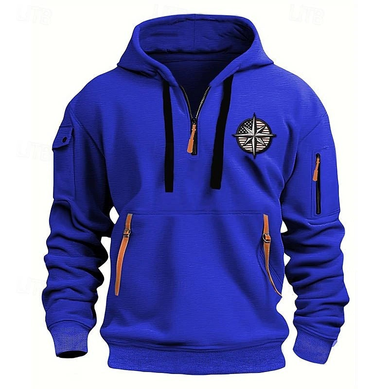 Men's Casual Sports Multi-zipper Arm Embroidery Badge Sweater Global Grab Store