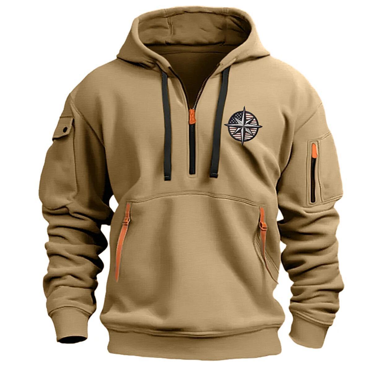 Men's Casual Sports Multi-zipper Arm Embroidery Badge Sweater Global Grab Store