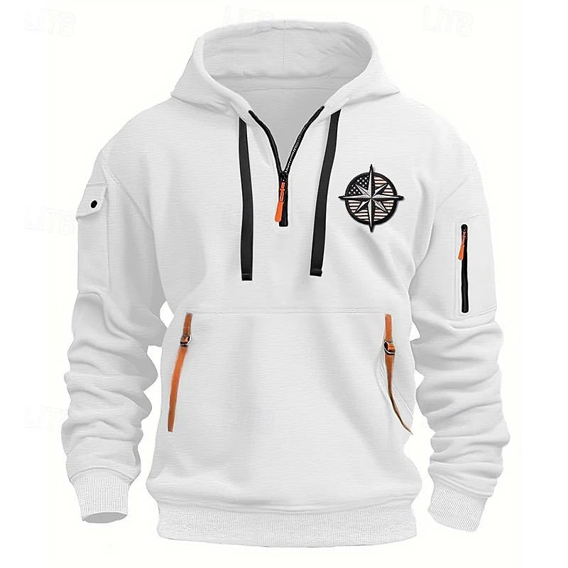 Men's Casual Sports Multi-zipper Arm Embroidery Badge Sweater Global Grab Store