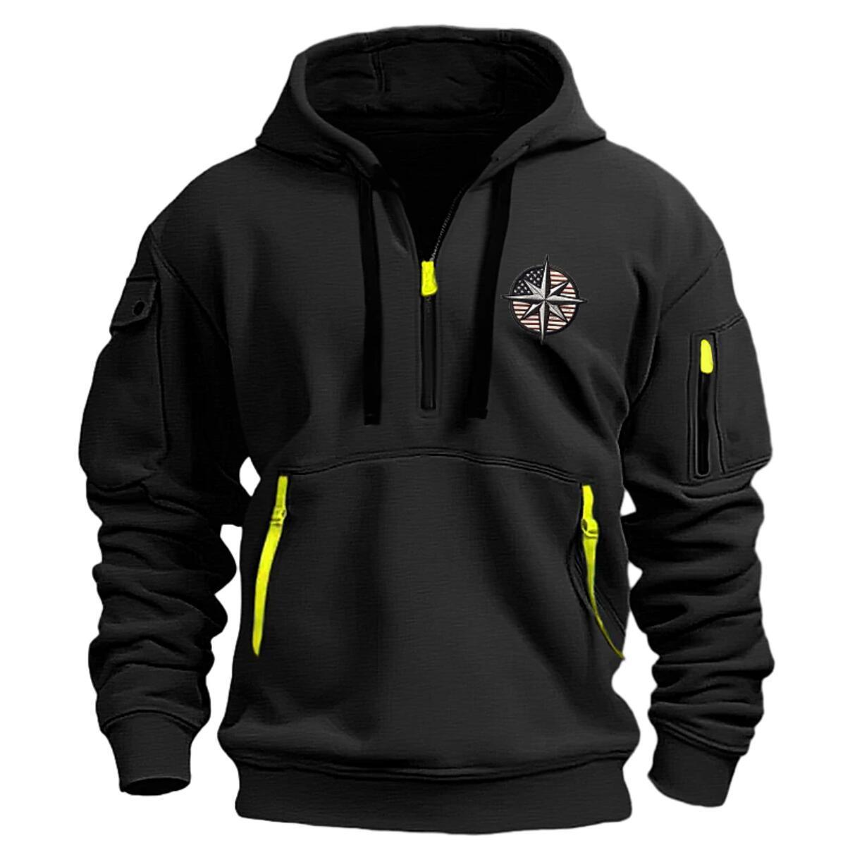 Men's Casual Sports Multi-zipper Arm Embroidery Badge Sweater Global Grab Store
